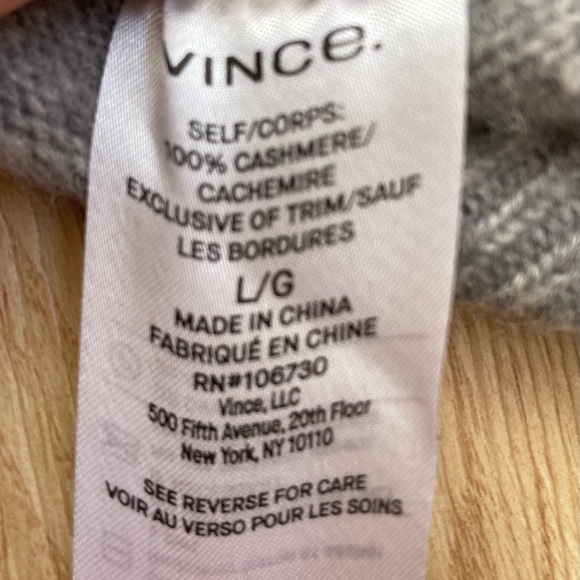 Vince Cashmere Funnel Neck Sweater plush light gray large pullover $448 - Picture 8 of 9